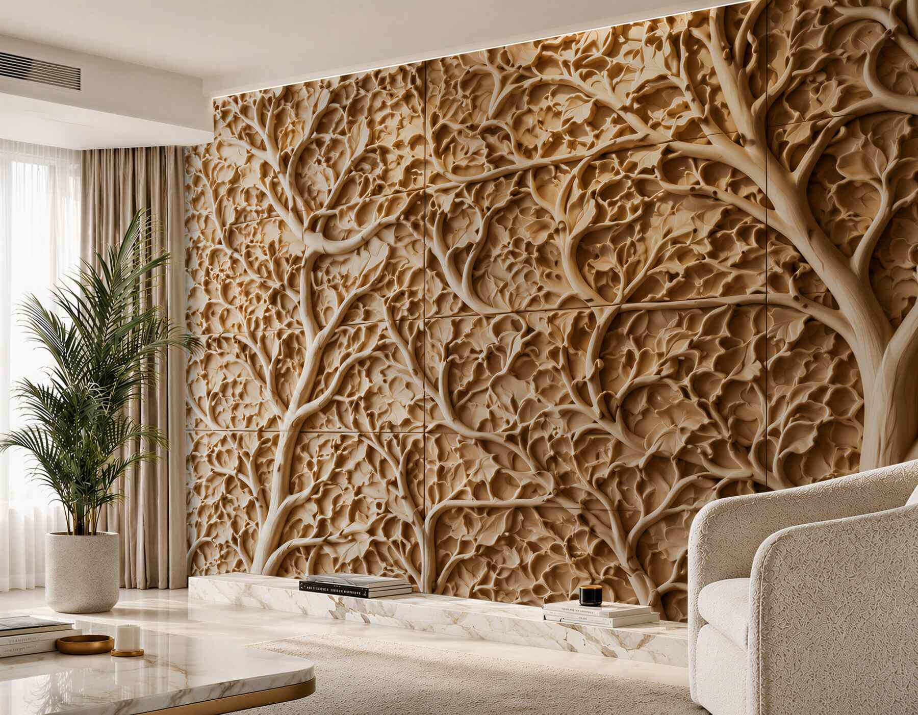 Papier peint arbres en relief