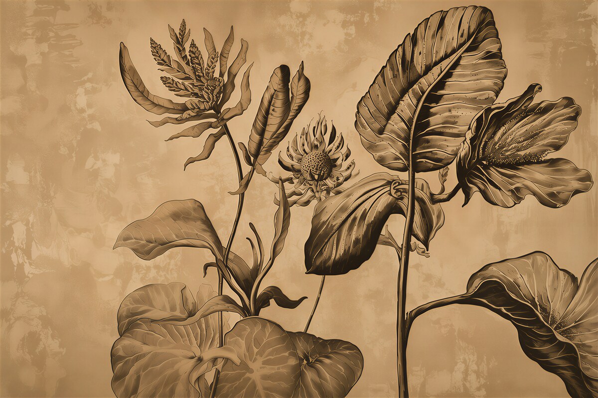 Papier peint feuilles tropicales