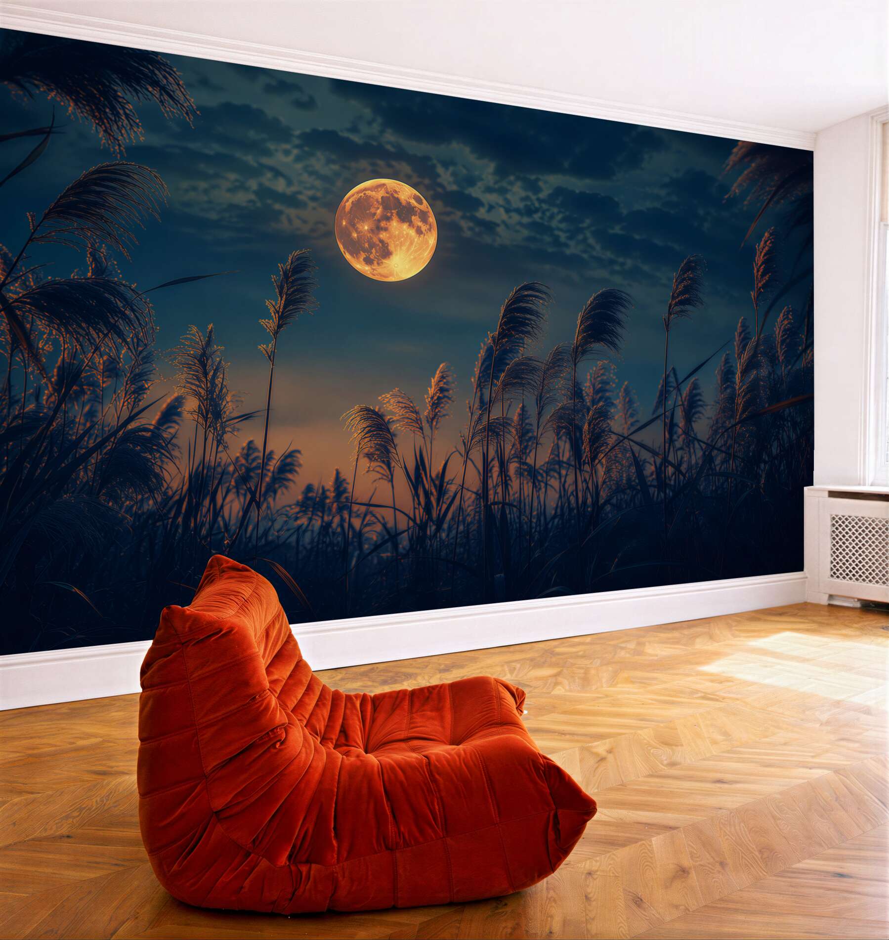 Papier peint lune au-dessus d'un pré