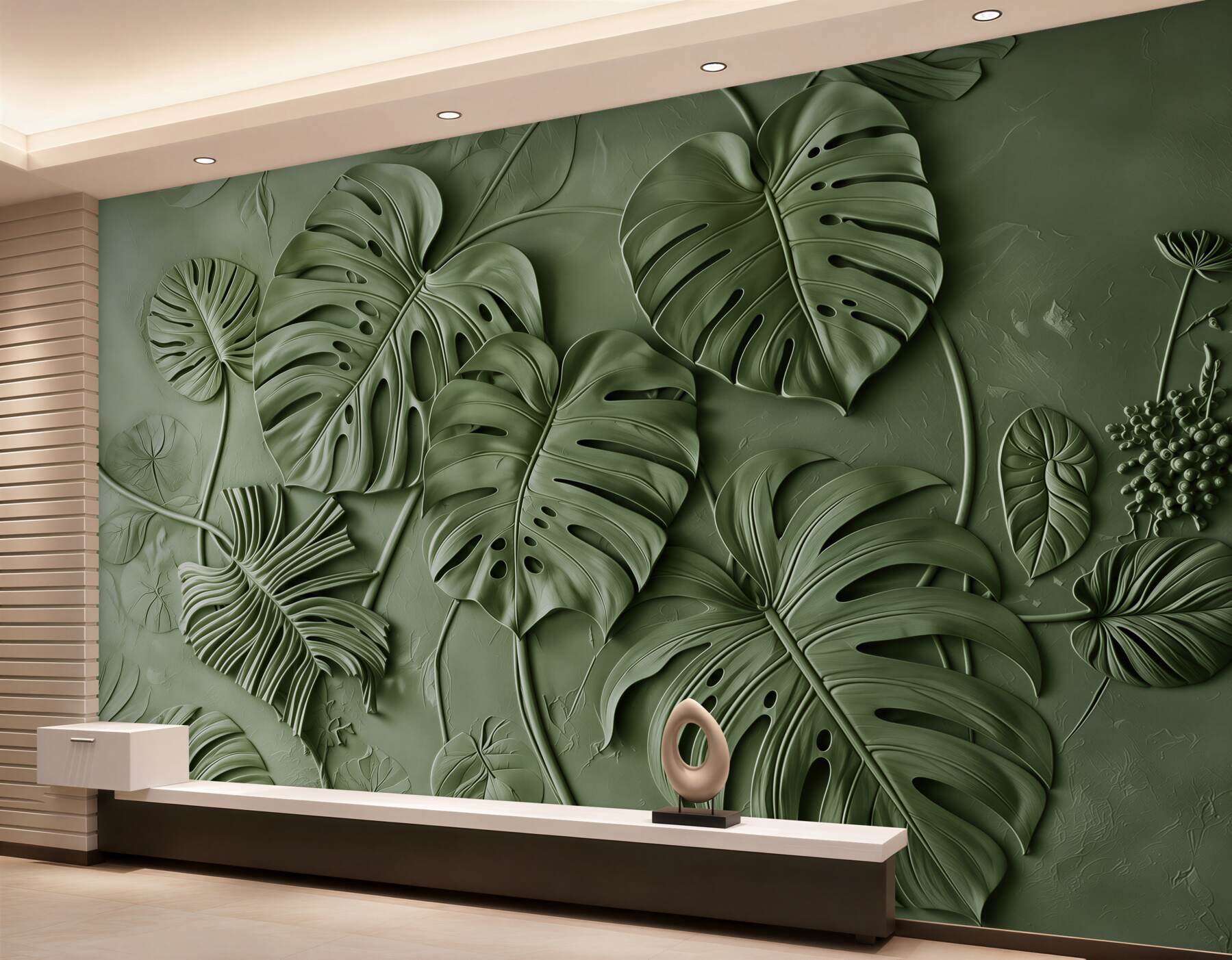 Papier peint feuilles vertes de monstera