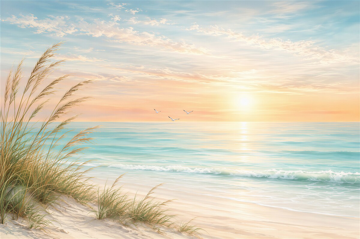 Papier peint coucher de soleil sur la plage