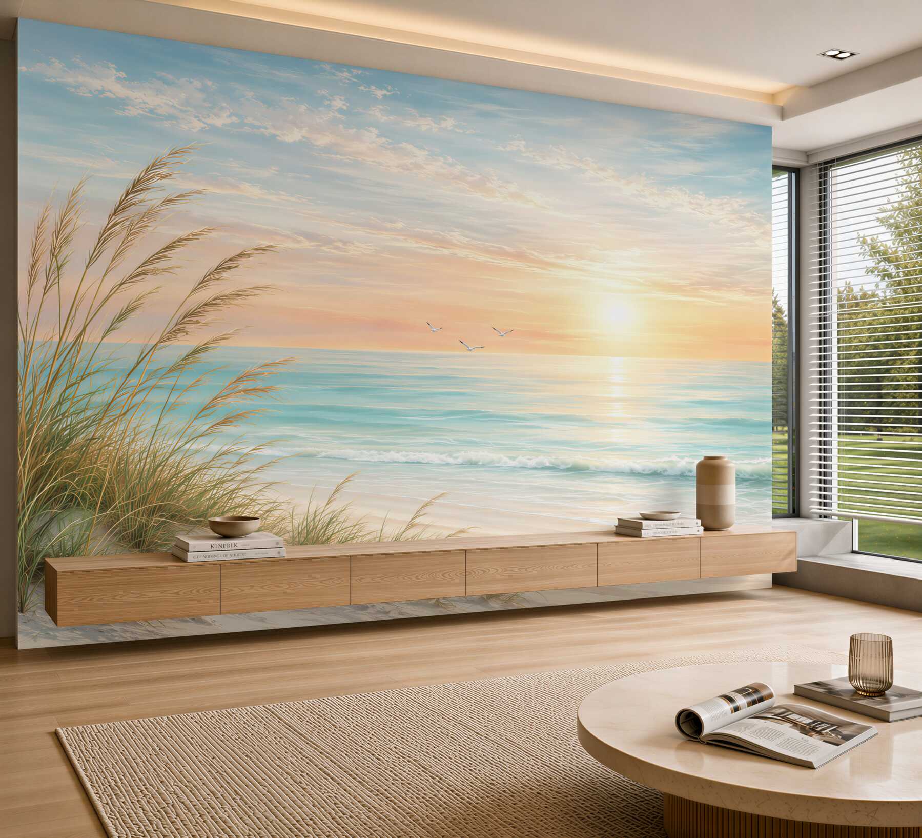 Papier peint coucher de soleil sur la plage