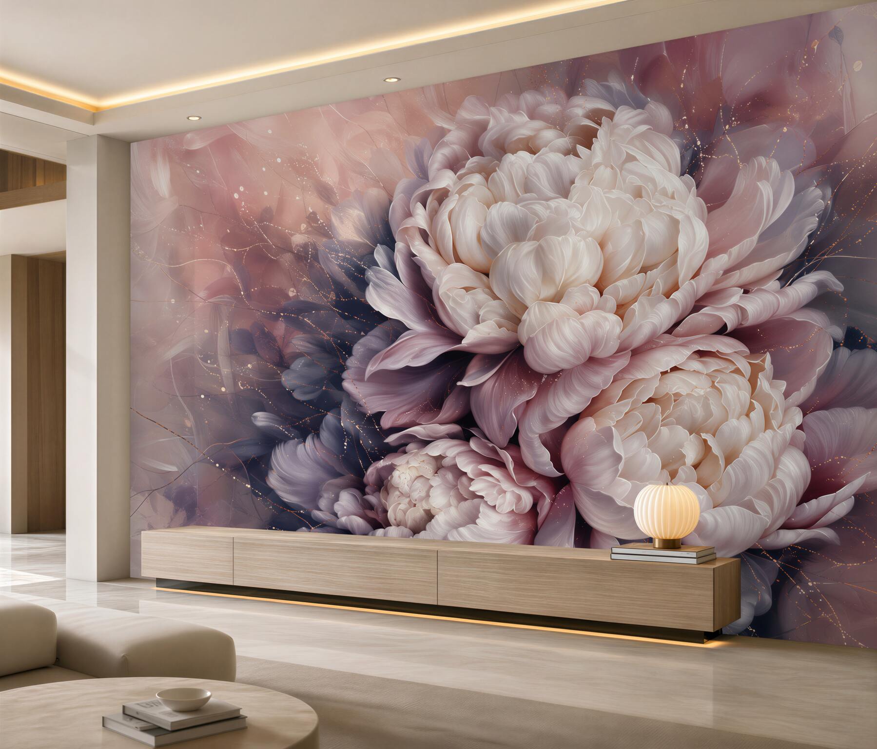 Papier peint pivoines blanches