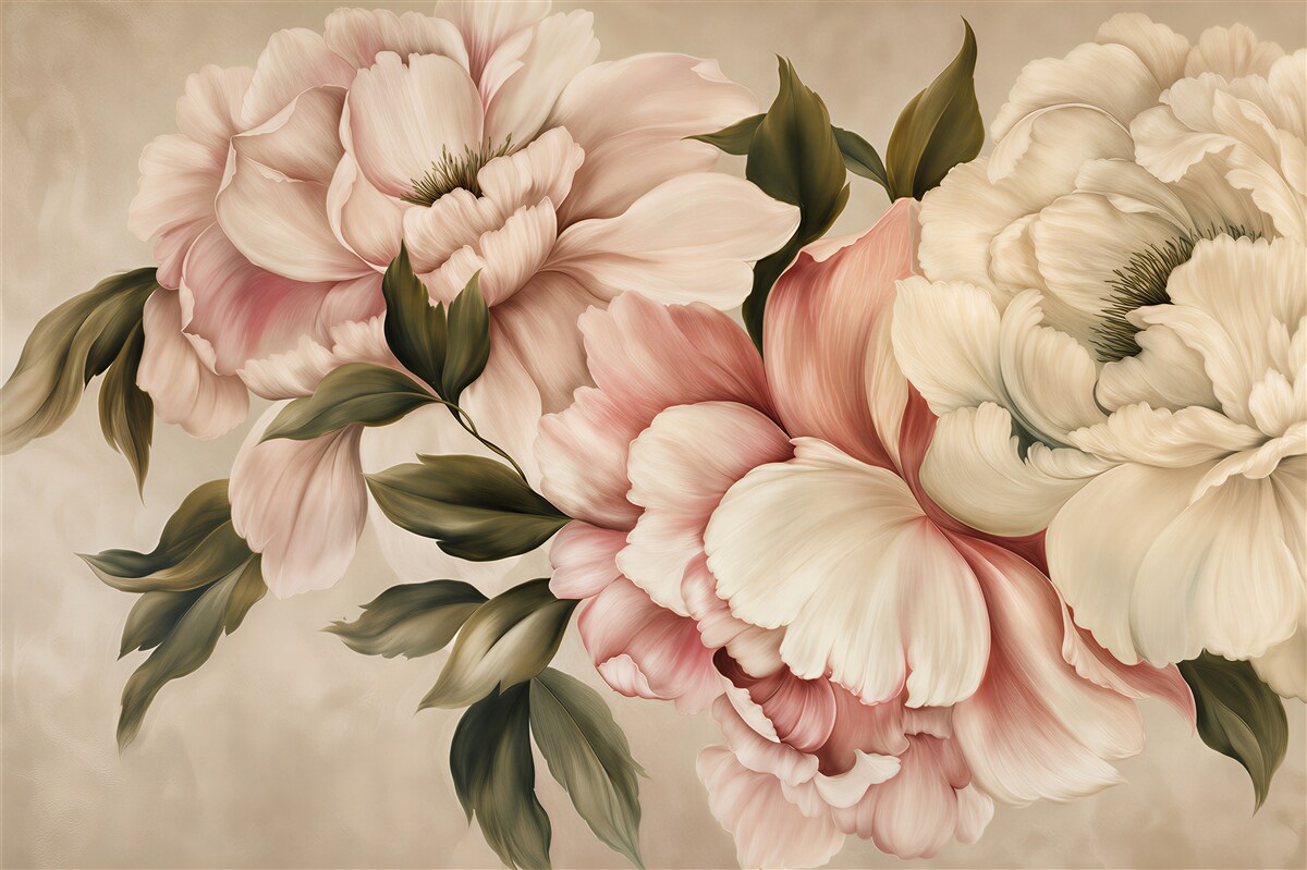 Papier peint pivoines pastel