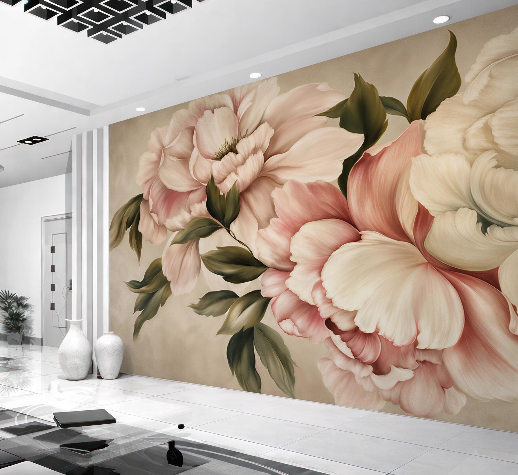Papier peint pivoines pastel