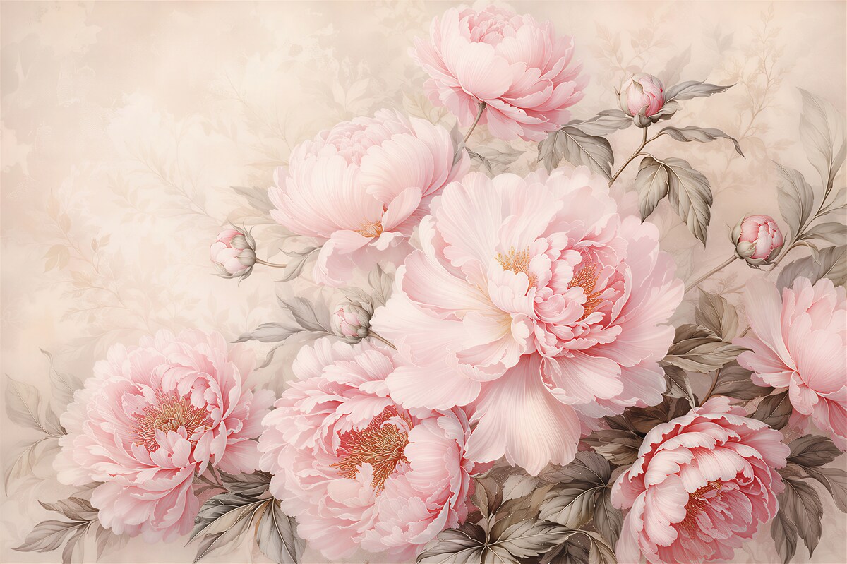 Papier peint pivoines pastel