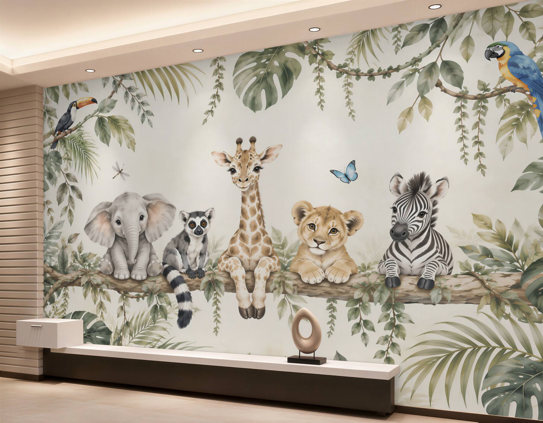 Papier peint animaux tropicaux pour enfants