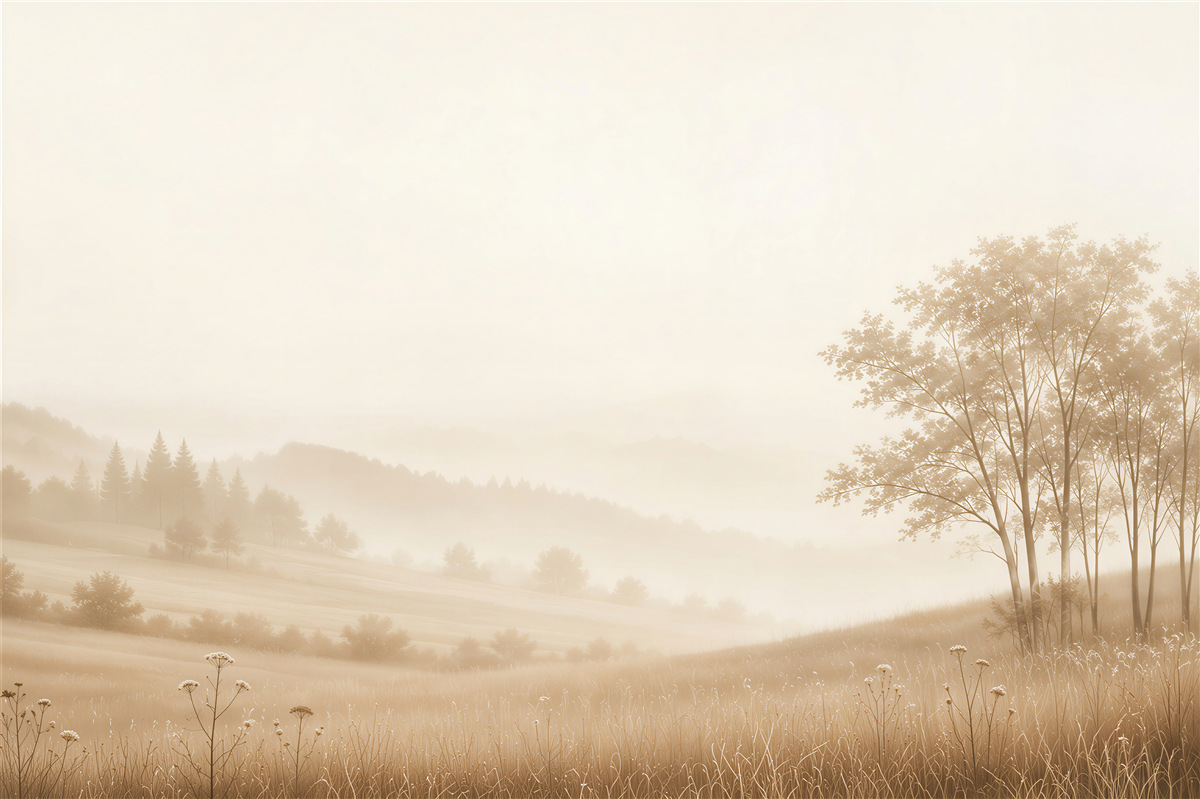 Papier peint paysage hivernal brumeux