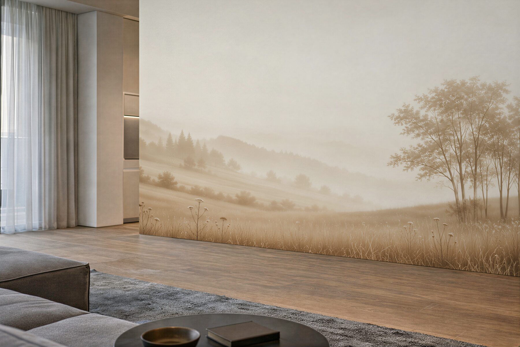 Papier peint paysage hivernal brumeux