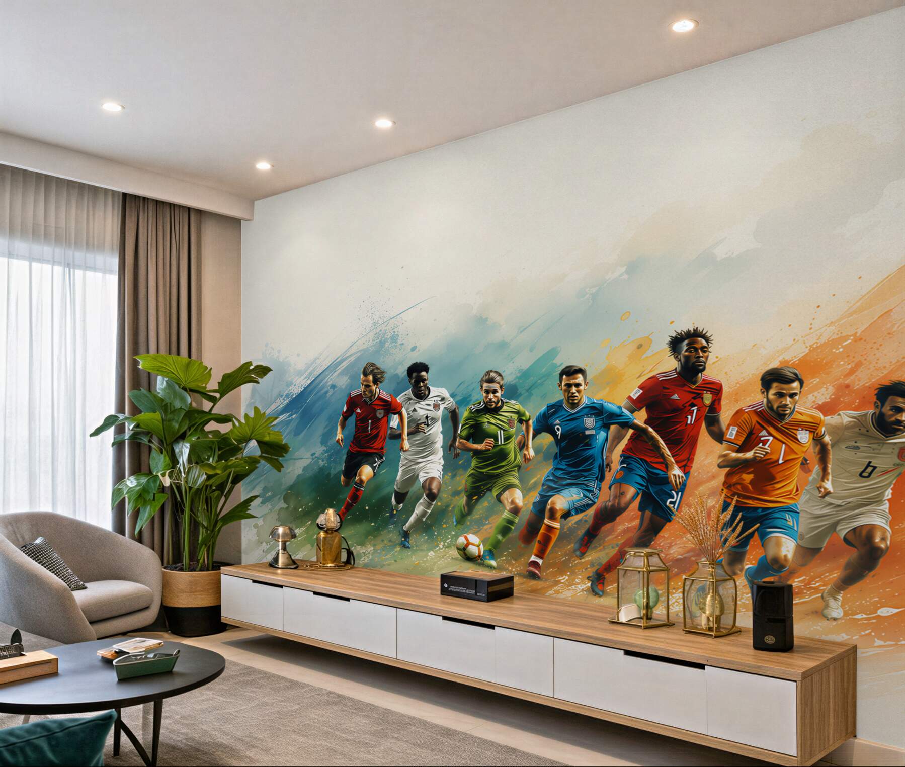 Papier peint footballeurs en action