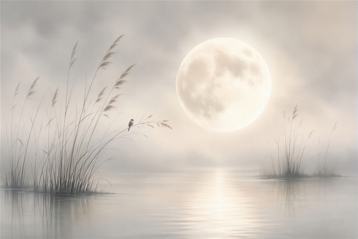 Papier peint nuit lunaire au-dessus de l'eau