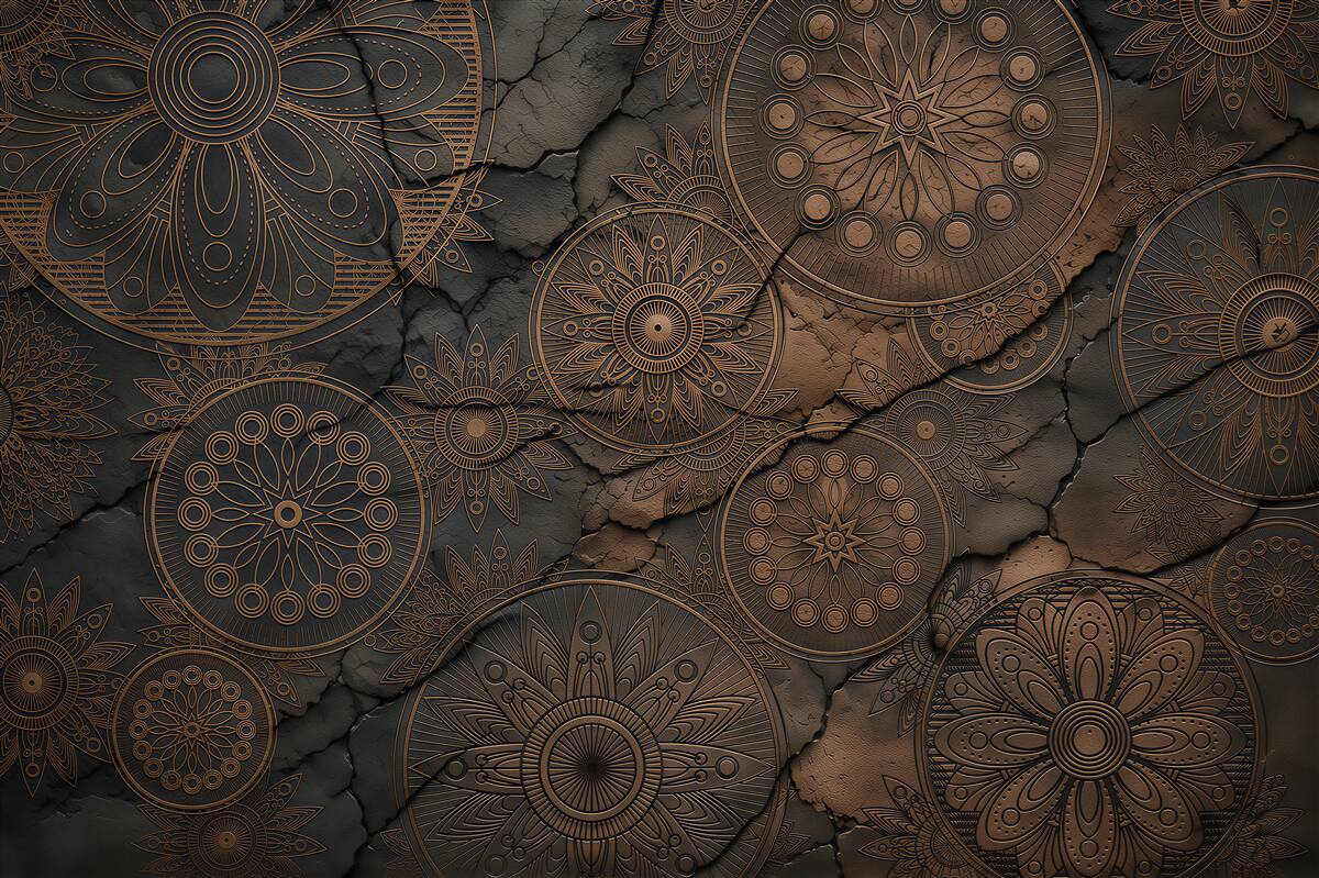 Papier peint motifs géométriques sur pierre