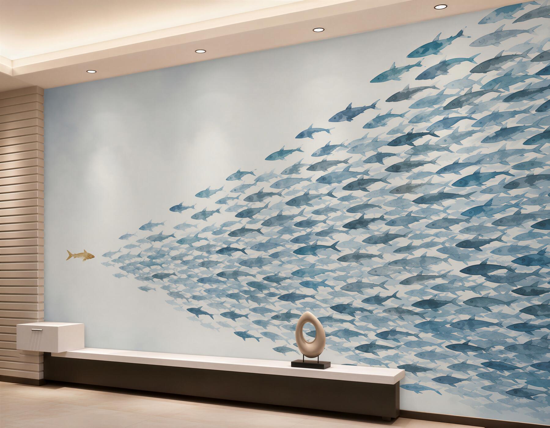 Papier peint banc de poissons