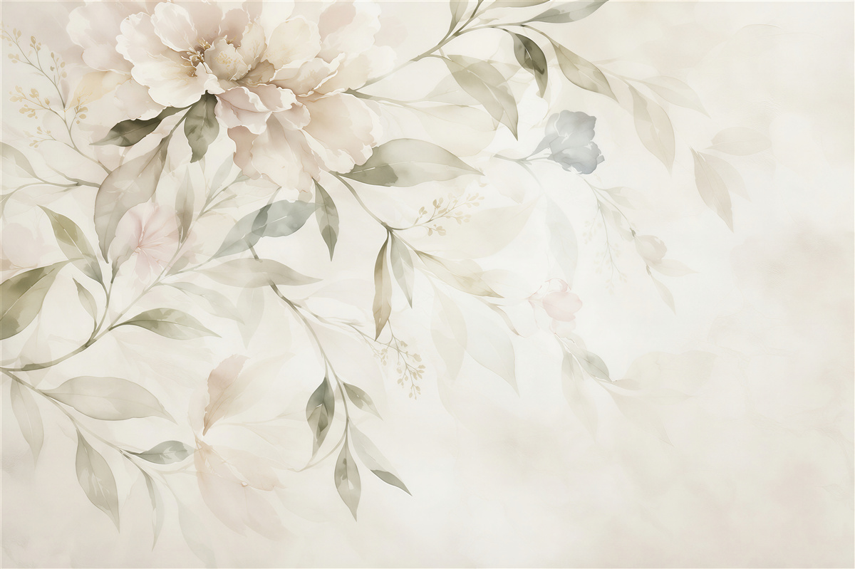 Papier peint fleurs délicates avec des feuilles