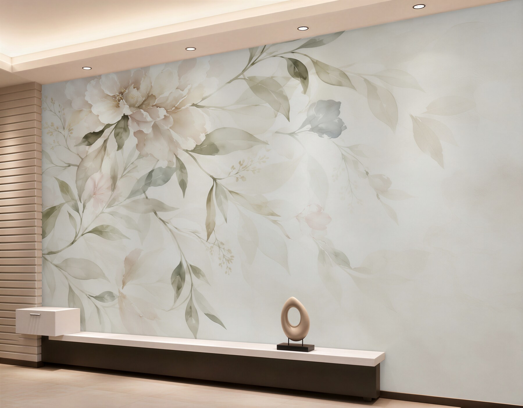 Papier peint fleurs délicates avec des feuilles