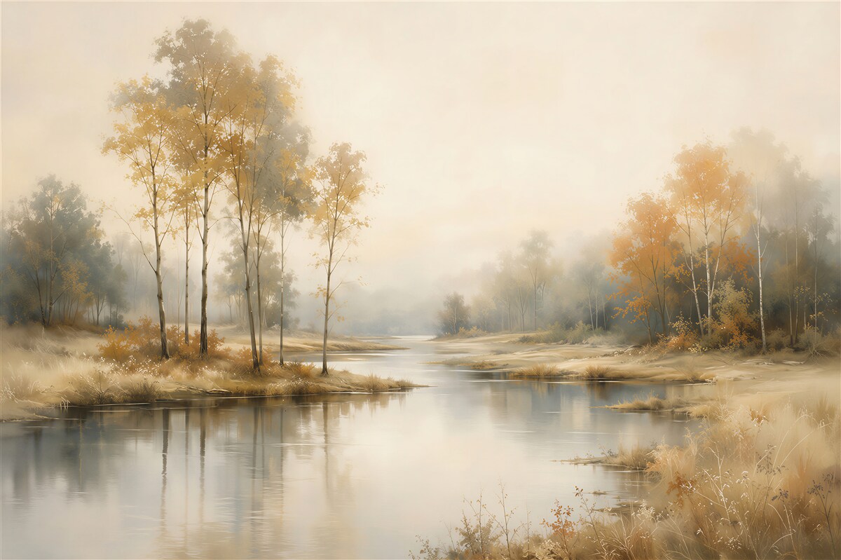 Papier peint paysage d'automne au bord du lac