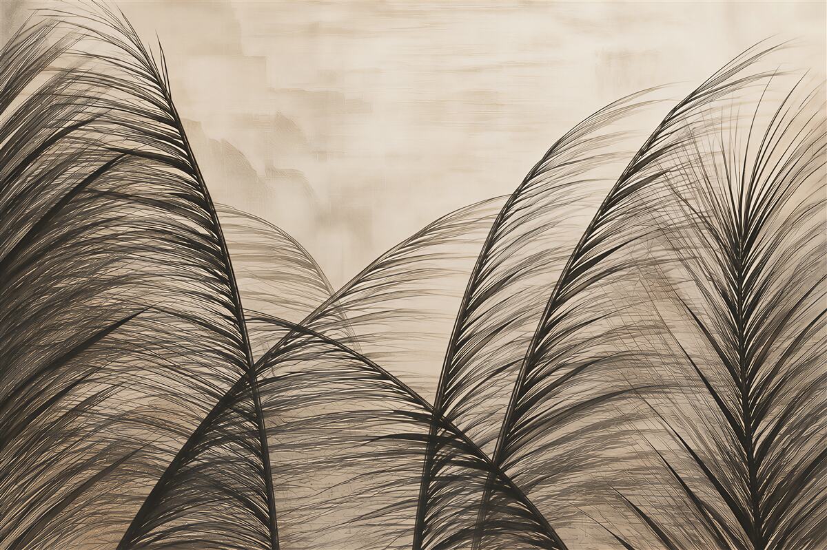 Papier peint feuilles dans des nuances de gris