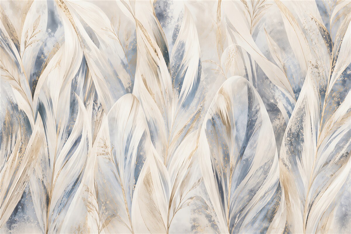 Papier peint plumes abstraites dans des nuances de beige