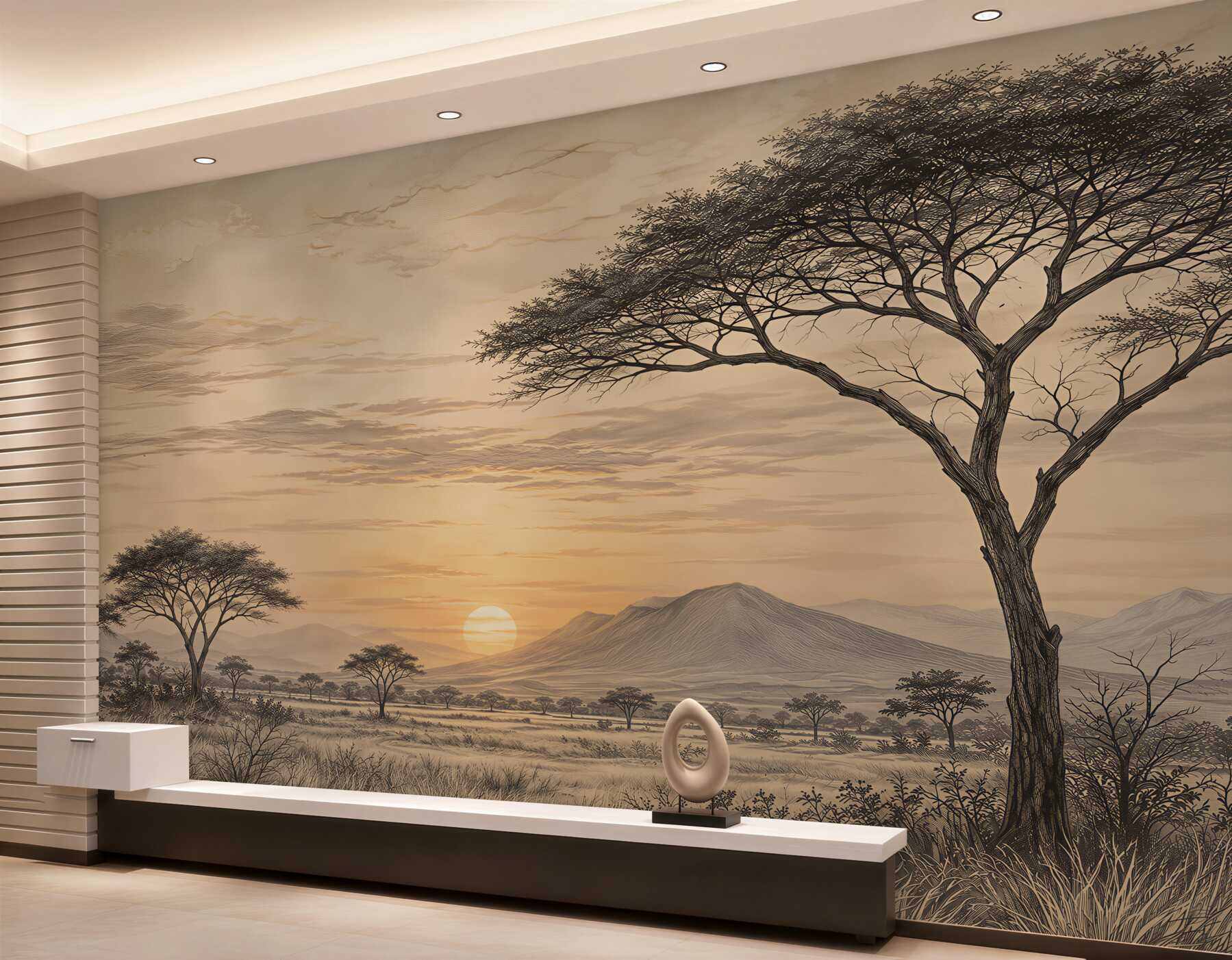 Papier peint paysage africain au coucher du soleil