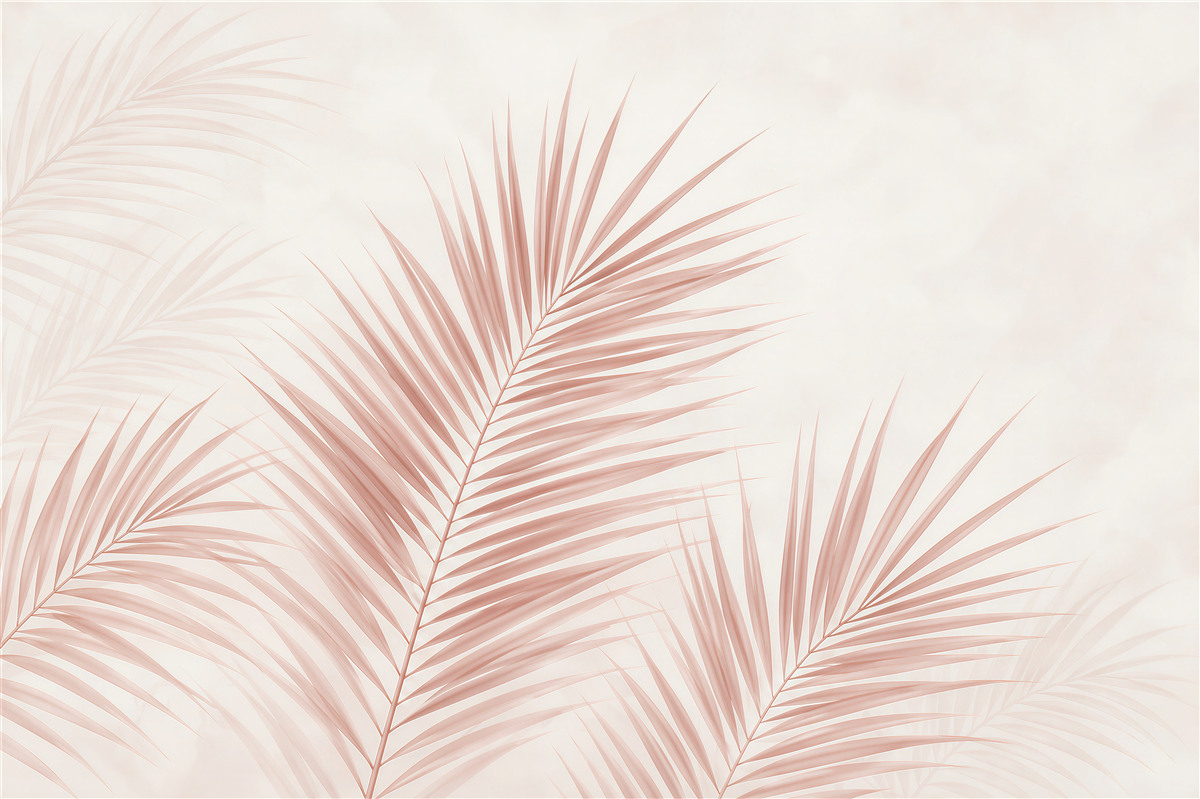 Papier peint feuilles de palmier roses