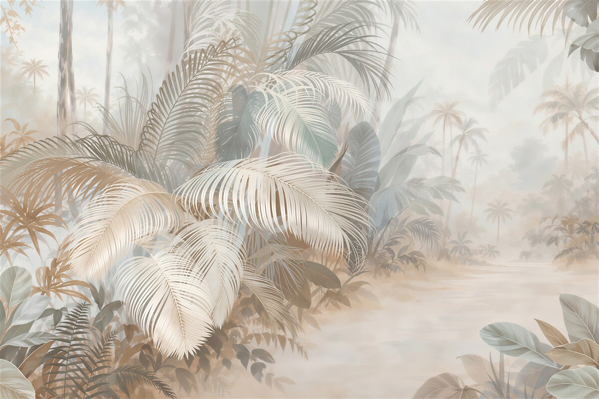 Papier peint jungle tropicale dans le brouillard