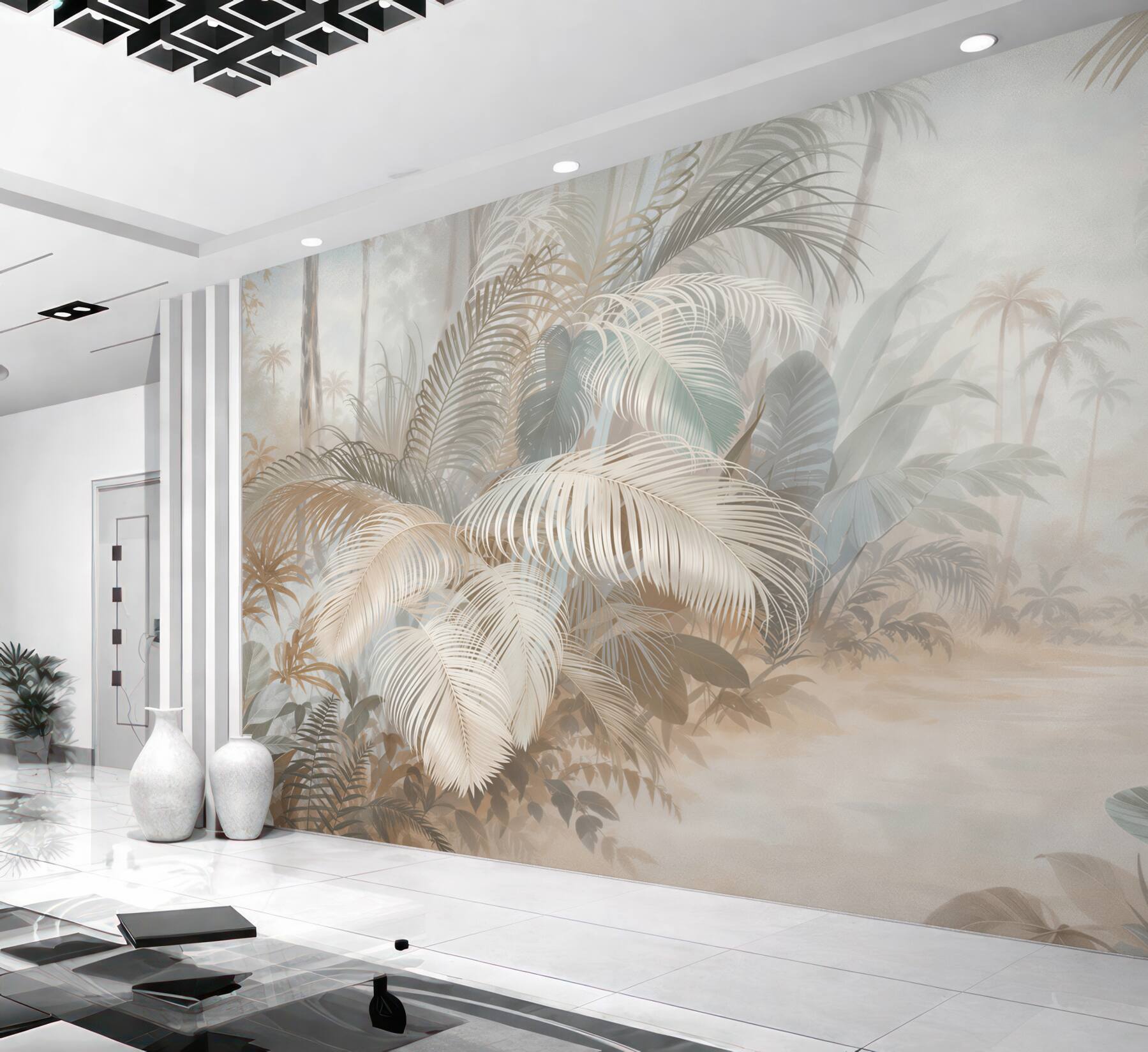 Papier peint jungle tropicale dans le brouillard