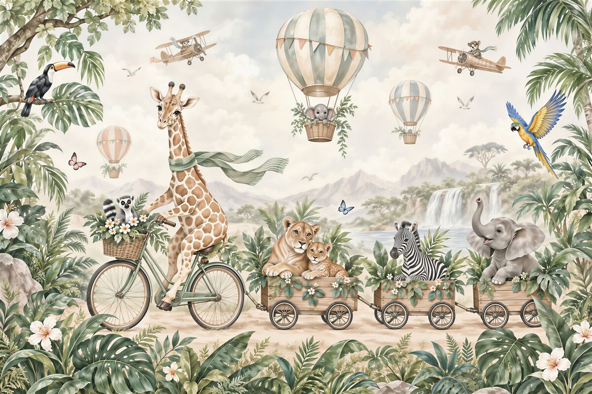 Papier peint safari avec ballons