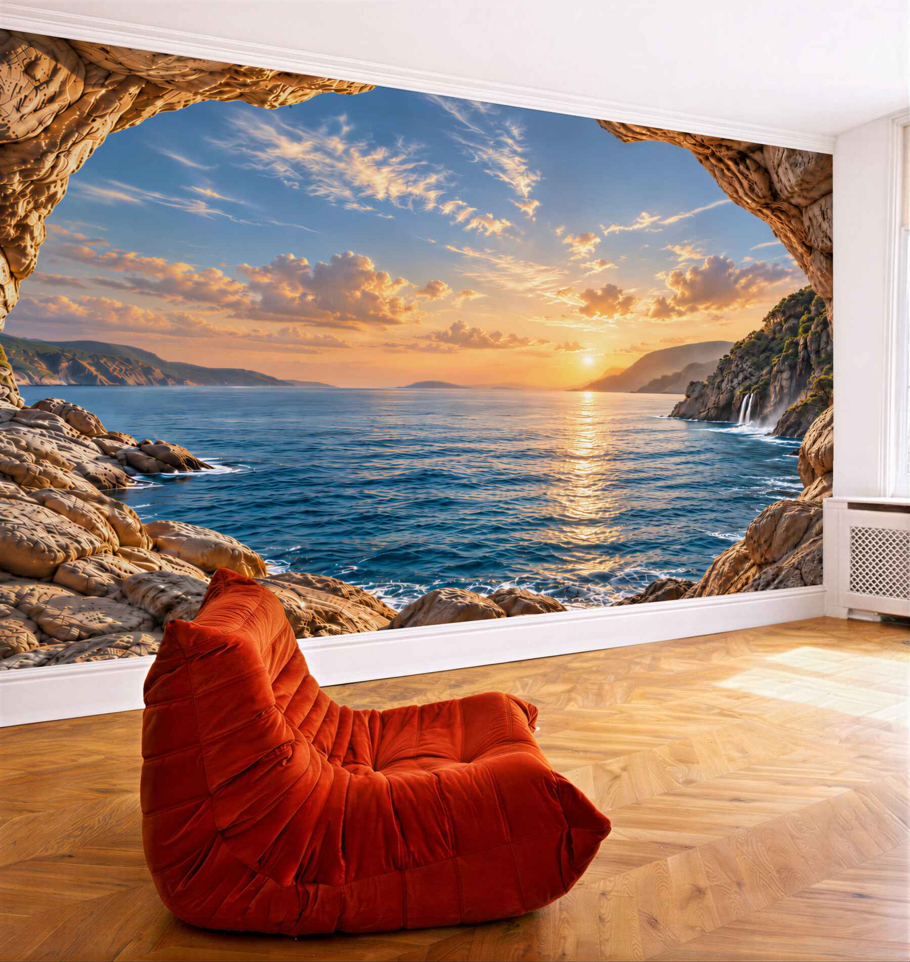 Papier peint coucher de soleil sur la mer